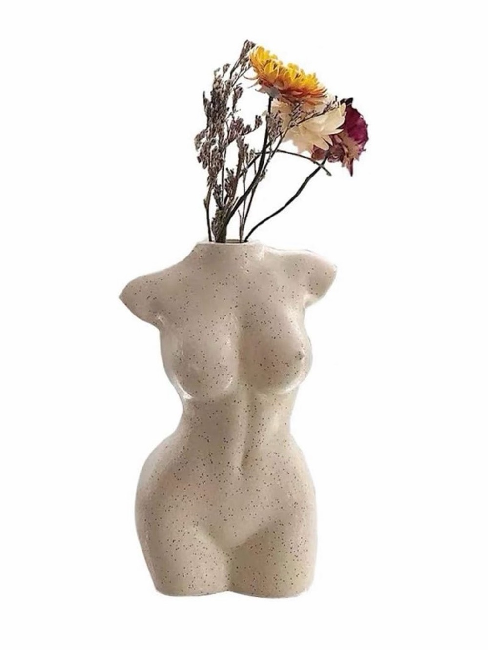 Neutral Female Torso Ceramic Vase – Modern Home Accent